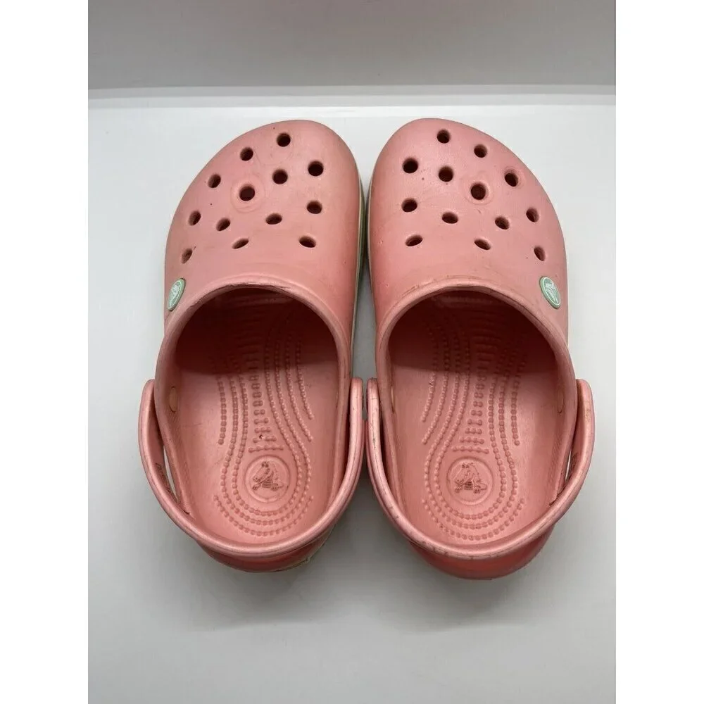 Crocs Kids Crocband Clog Slip On Sandal Pink White Size 2 Lightweight 204537